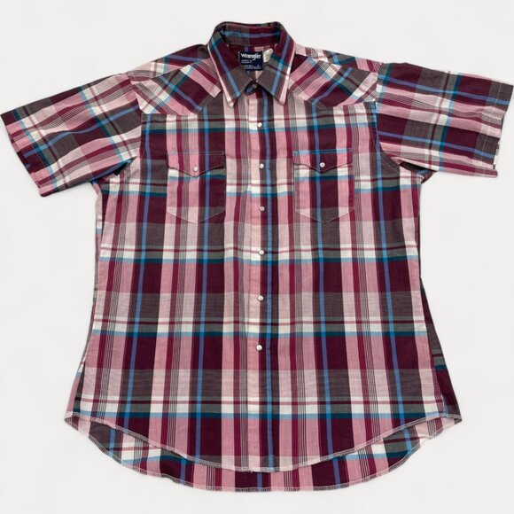 Wrangler Other - Wrangler Pink  Maroon Stripe Snap Button Vintage Western Cowboy Shirt Men's XL